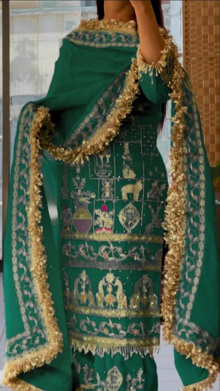 Women’s Natural Crepe Embroidered Dhoti Set with Dupatta | Sequence Work | Fully Stitched Top & Dhoti Style Bottom | Festive & Party Wear