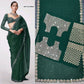 Heavy Faux Georgette Saree with Sequin Work, Mirror Lace Border & Embroidered Blouse