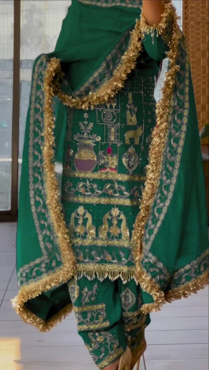 Women’s Natural Crepe Embroidered Dhoti Set with Dupatta | Sequence Work | Fully Stitched Top & Dhoti Style Bottom | Festive & Party Wear