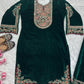 Designer Heavy Viscose Velvet Suit Set with Full Embroidery & Sequins Work Fully Stitched Top and Pant for Women Party & Wedding Wear