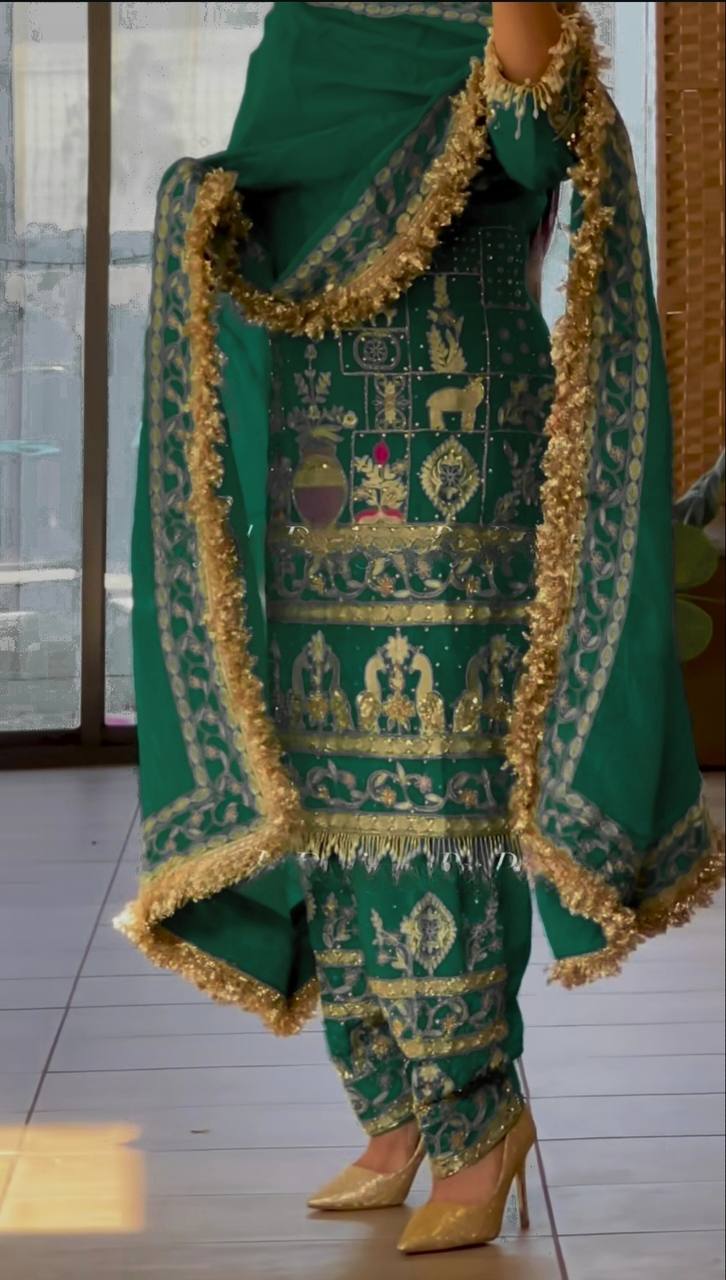 Women’s Natural Crepe Embroidered Dhoti Set with Dupatta | Sequence Work | Fully Stitched Top & Dhoti Style Bottom | Festive & Party Wear