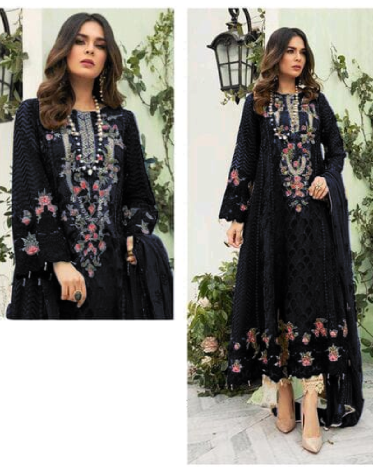 Wine Womens Designer Party Wear Fox Georgette Pakistani Salwar Kameez With Duaptta