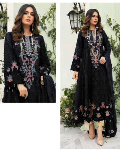 Yellow Womens Designer Party Wear Fox Georgette Pakistani Salwar Kameez With Duaptta