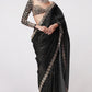 Heavy Faux Georgette Saree with Sequin Work, Mirror Lace Border & Embroidered Blouse