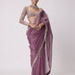 Heavy Faux Georgette Saree with Sequin Work, Mirror Lace Border & Embroidered Blouse