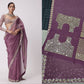 Heavy Faux Georgette Saree with Sequin Work, Mirror Lace Border & Embroidered Blouse