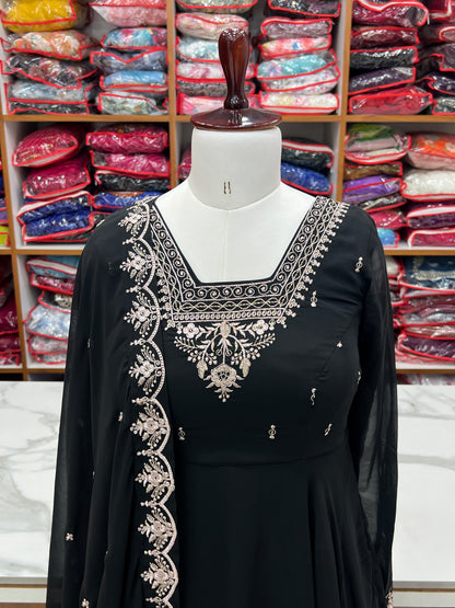 PURE SOFT FOX GEORGETTE FABRIC FULLY FLAIR ANARKALI, WITH DUPPTA SET, PENT READY TO WEAR