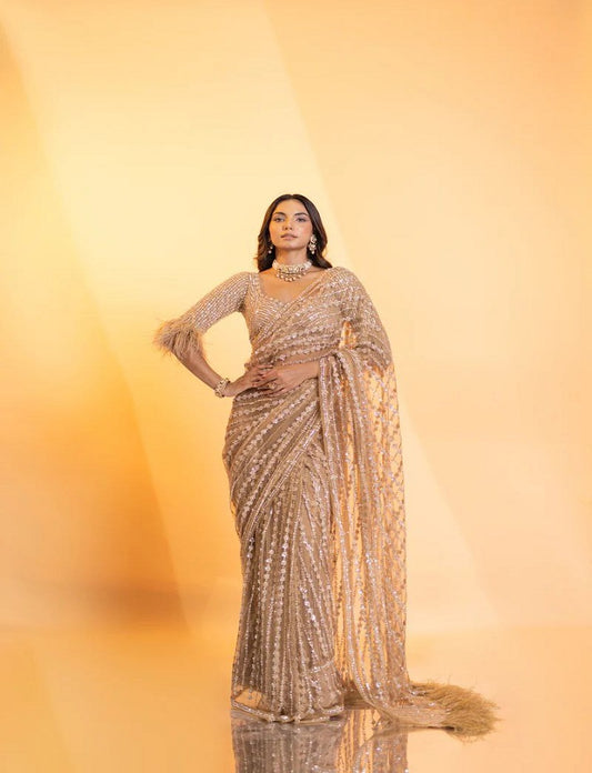 Indian Wedding Saree  Heavy Embroidery work  Blouse Party Wear Saree For Women And Girls