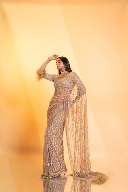 Indian Wedding Saree  Heavy Embroidery work  Blouse Party Wear Saree For Women And Girls