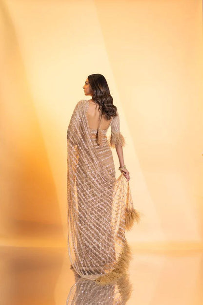 Indian Wedding Saree  Heavy Embroidery work  Blouse Party Wear Saree For Women And Girls