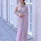 Baby Pink Ankita Lokhande Style Pink Rainbow Sequence Work Saree with Blouse Indian Function Wear Saree