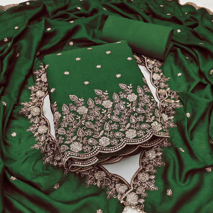 Designer Pakistani Suit Vichitra Silk Beautiful Un-Stitched Suit For Any Occasions