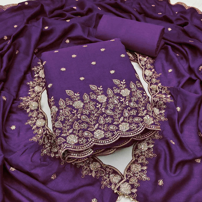 Designer Pakistani Suit Vichitra Silk Beautiful Un-Stitched Suit For Any Occasions