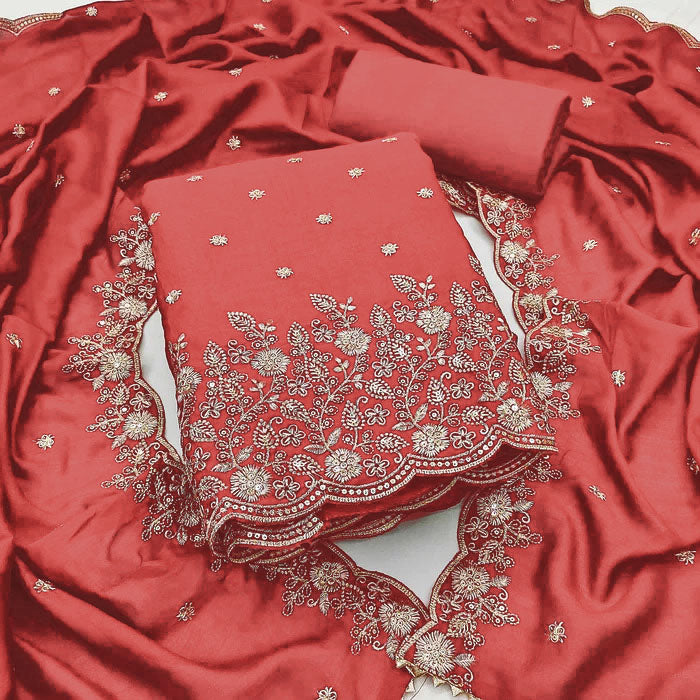 Designer Pakistani Suit Vichitra Silk Beautiful Un-Stitched Suit For Any Occasions