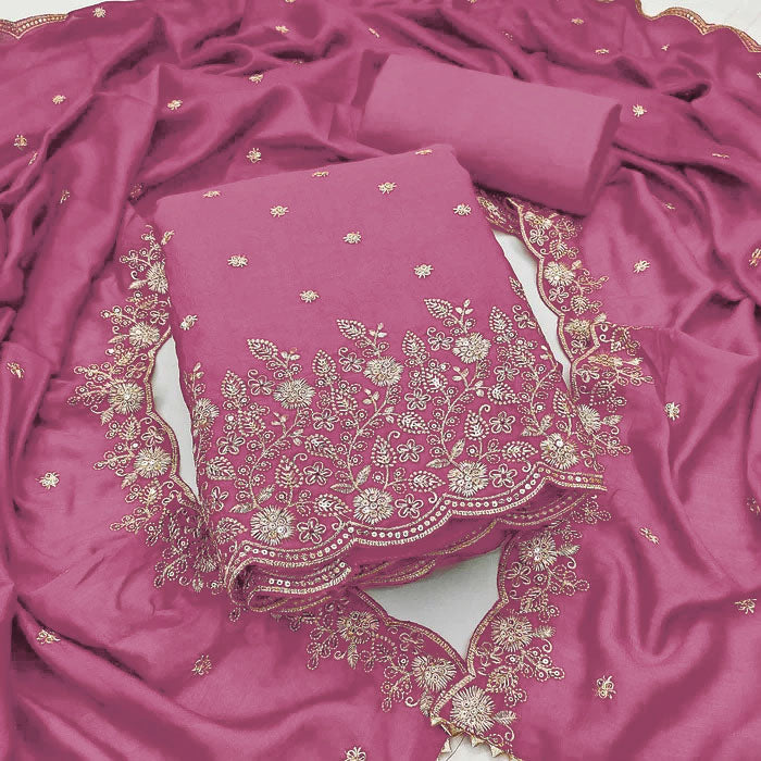 Designer Pakistani Suit Vichitra Silk Beautiful Un-Stitched Suit For Any Occasions
