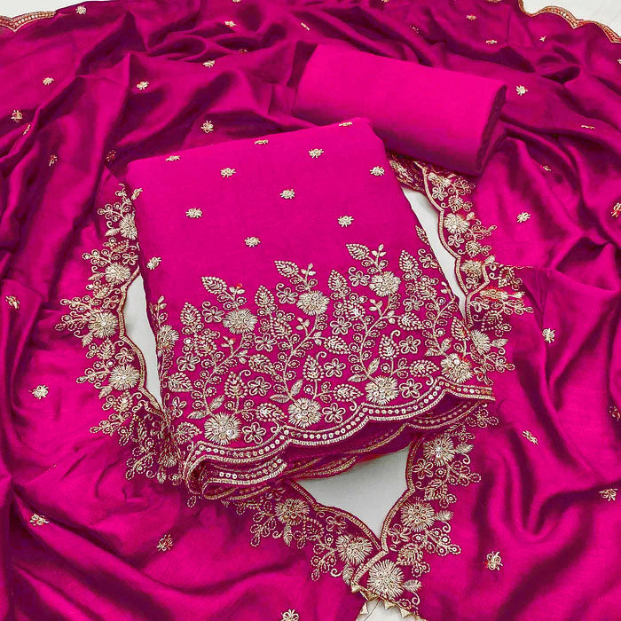 Designer Pakistani Suit Vichitra Silk Beautiful Un-Stitched Suit For Any Occasions