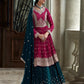 Beautiful Kerosin Pink Anarkali Style Shalwar Kameez Lengha Suits Embroidery Sequence Worked Designer Hand Made Salwar Kameez Dupatta Dress