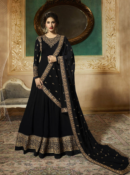 Blue Indian Stylish Designer Bollywood Party Wear Anarkali Salwar Suit Dress Material Unstitched For Women