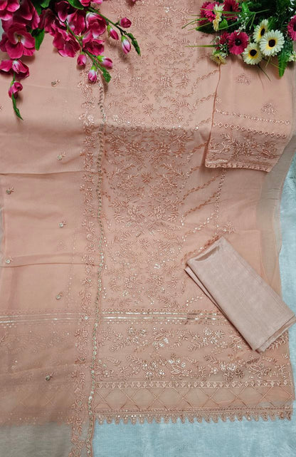 Beautiful Georgette Sequence Embroidery Multi Purpose Semi-Stitched Pakistani Salwar Suit Material