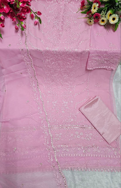 Beautiful Georgette Sequence Embroidery Multi Purpose Semi-Stitched Pakistani Salwar Suit Material