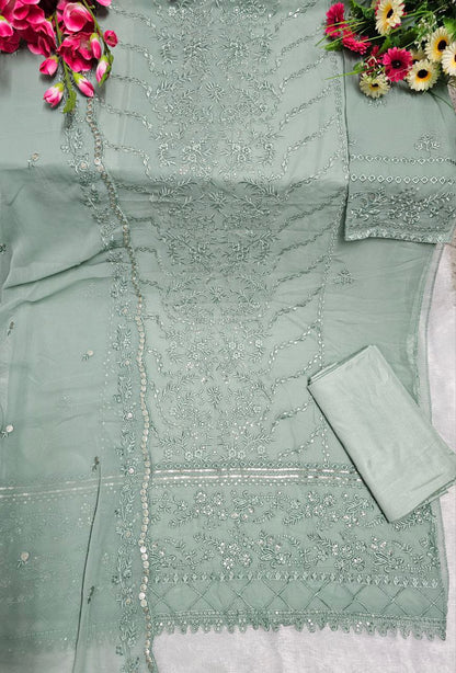 Beautiful Georgette Sequence Embroidery Multi Purpose Semi-Stitched Pakistani Salwar Suit Material