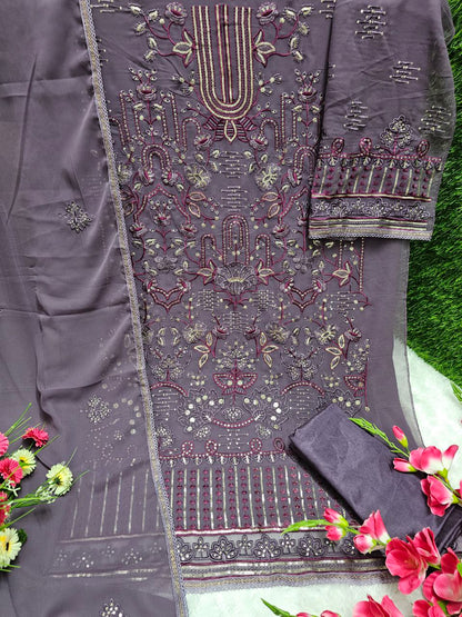 Attractive Georgette Sequence Embroidery Multi Purpose Semi-Stitched Pakistani Salwar Suit Material