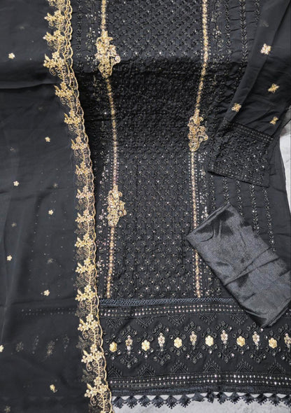 Attractive Georgette Sequence Embroidery Multi Purpose Semi-Stitched Pakistani Salwar Suit Material