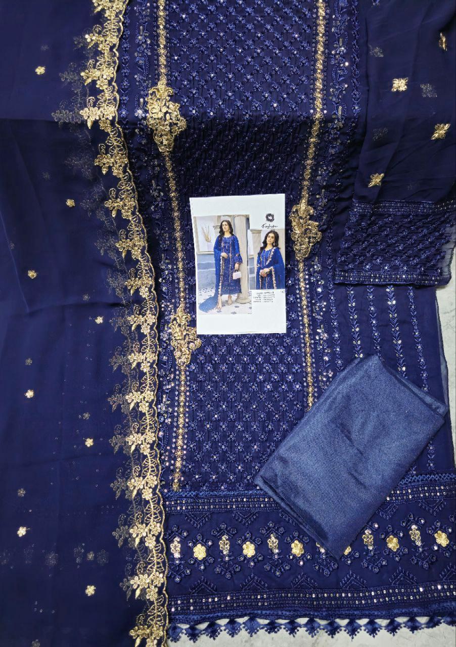 Attractive Georgette Sequence Embroidery Multi Purpose Semi-Stitched Pakistani Salwar Suit Material