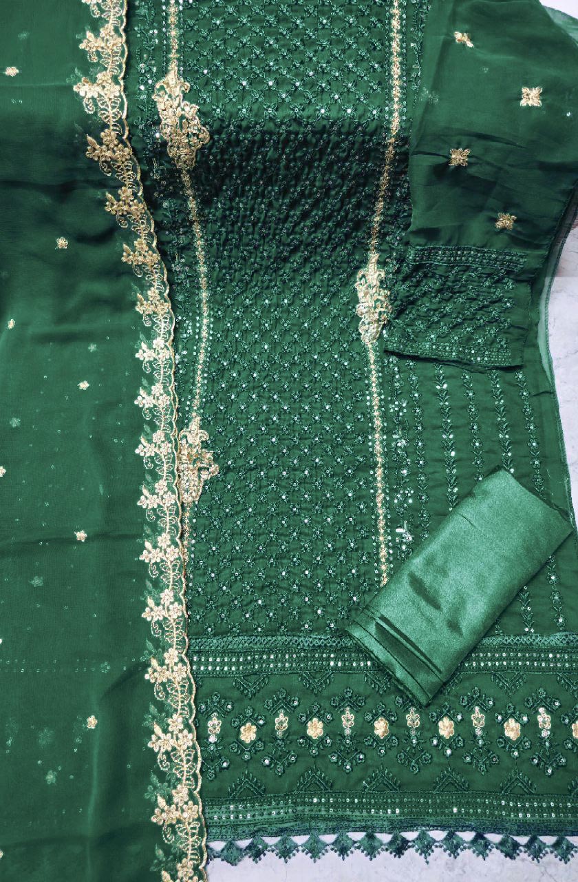 Attractive Georgette Sequence Embroidery Multi Purpose Semi-Stitched Pakistani Salwar Suit Material