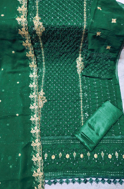 Attractive Georgette Sequence Embroidery Multi Purpose Semi-Stitched Pakistani Salwar Suit Material