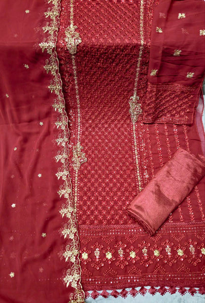 Attractive Georgette Sequence Embroidery Multi Purpose Semi-Stitched Pakistani Salwar Suit Material