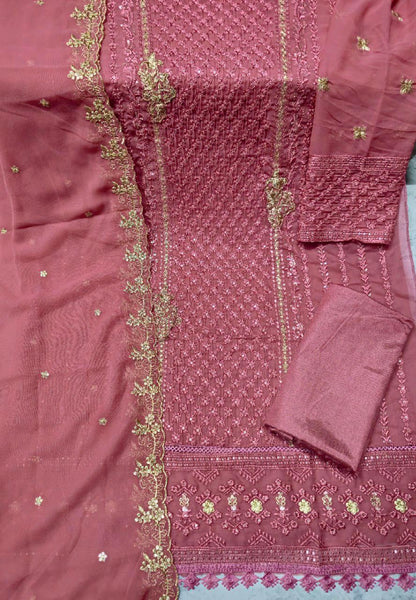 Attractive Georgette Sequence Embroidery Multi Purpose Semi-Stitched Pakistani Salwar Suit Material