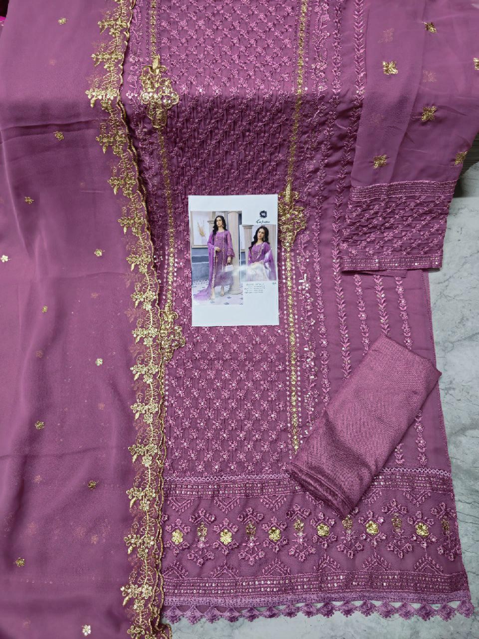 Attractive Georgette Sequence Embroidery Multi Purpose Semi-Stitched Pakistani Salwar Suit Material