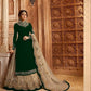 Foux Georgette Green Embroidered Anarkali Lehenga Suit Salwar Suit Gown for women Semi-Stitched Top and Duppata With Lehenga