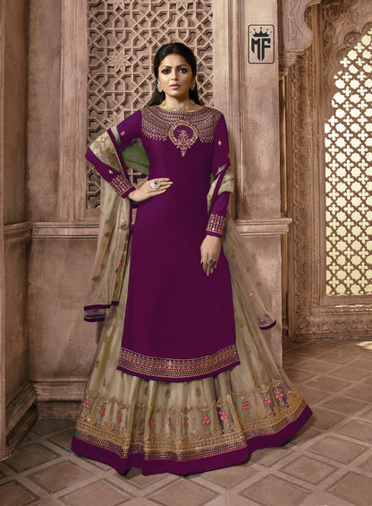 Black Designer Georgette Butterfly Net Ghaghara Style Salwar Suit By Dealbazaars For Womens