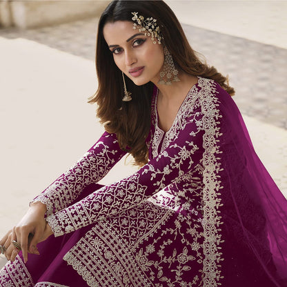 Beautiful Maroon White Floral Print Kurta Palazzo & Dupatta Set, Women Straight Kurta Pant Set, Pakistani 3 Piece Shalwar Kameez Readymade Set