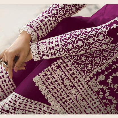 Beautiful Chiku White Floral Print Kurta Palazzo & Dupatta Set, Women Straight Kurta Pant Set, Pakistani 3 Piece Shalwar Kameez Readymade Set