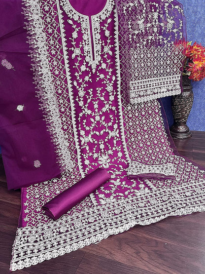 Beautiful Chiku White Floral Print Kurta Palazzo & Dupatta Set, Women Straight Kurta Pant Set, Pakistani 3 Piece Shalwar Kameez Readymade Set