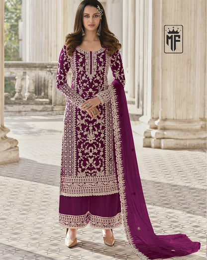 Beautiful Chiku White Floral Print Kurta Palazzo & Dupatta Set, Women Straight Kurta Pant Set, Pakistani 3 Piece Shalwar Kameez Readymade Set