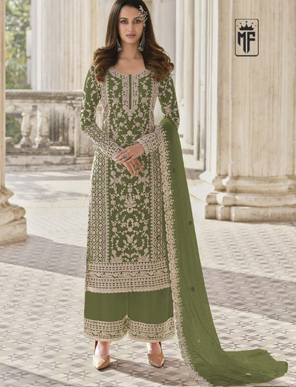 Beautiful Rama White Floral Print Kurta Palazzo & Dupatta Set, Women Straight Kurta Pant Set, Pakistani 3 Piece Shalwar Kameez Readymade Set