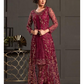 Wine Designer Salwar Kameez Pant Suits Indian Pakistani Wear Shalwar Trouser Pant with Long Shrug Dress