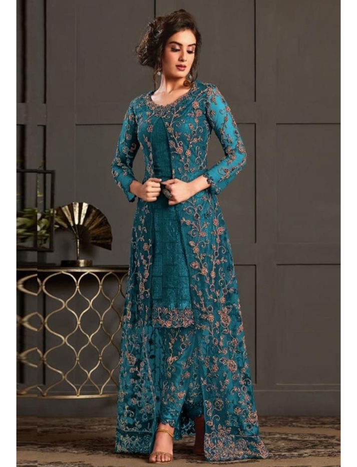 Wine Designer Salwar Kameez Pant Suits Indian Pakistani Wear Shalwar Trouser Pant with Long Shrug Dress