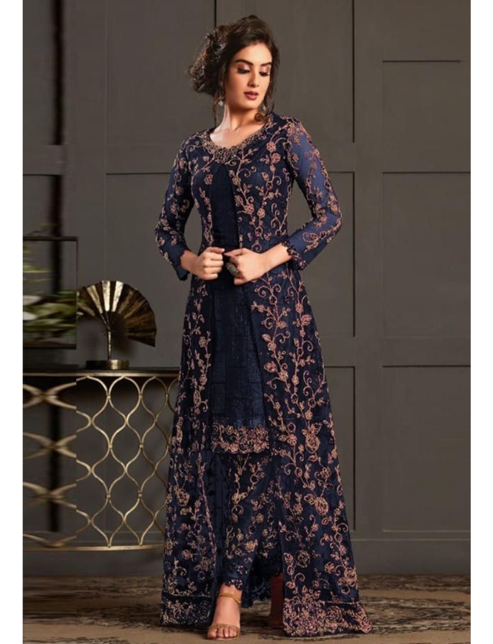 Wine Designer Salwar Kameez Pant Suits Indian Pakistani Wear Shalwar Trouser Pant with Long Shrug Dress