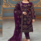 Wine Faux Georgette Heavy Embrodery Work Designer Pakistani Suit For Womans