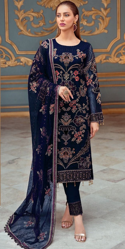 Black Faux Georgette Heavy Embrodery Work Designer Pakistani Suit For Womans
