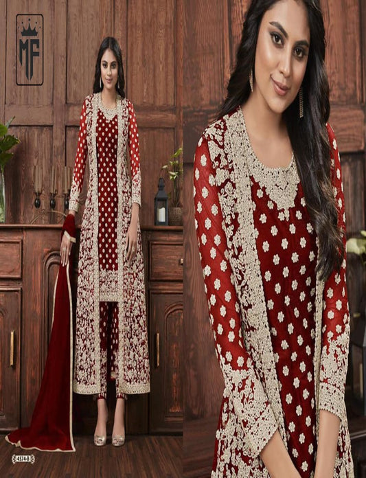 Maroon New Indian Jacket Stylish Women's Wear Designer Shalwar Kameez Suits Ready to Wear With Heavy Embroidery Worked Trouser Pant Dupatta Dresses