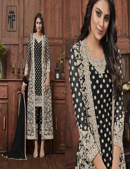 Black New Indian Jacket Stylish Women's Wear Designer Shalwar Kameez Suits Ready to Wear With Heavy Embroidery Worked Trouser Pant Dupatta Dresses