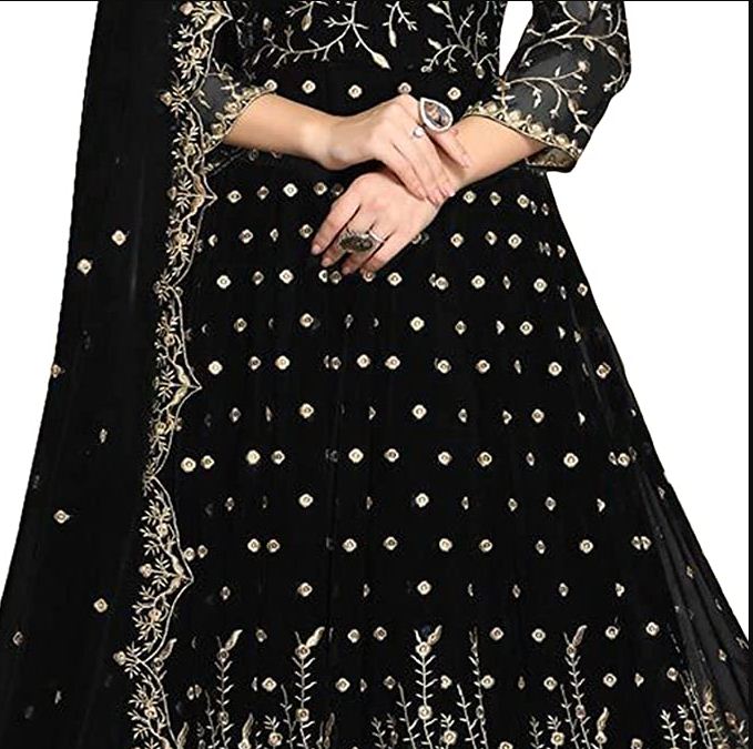 Eid Anarkali Suit Gold Embroidery Georgette Anarkali Abaya Style Suit