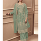 Heavy Green Fux Georgette With Sequence Embroidery Work And Stone Work Semi Stitched Material Dress