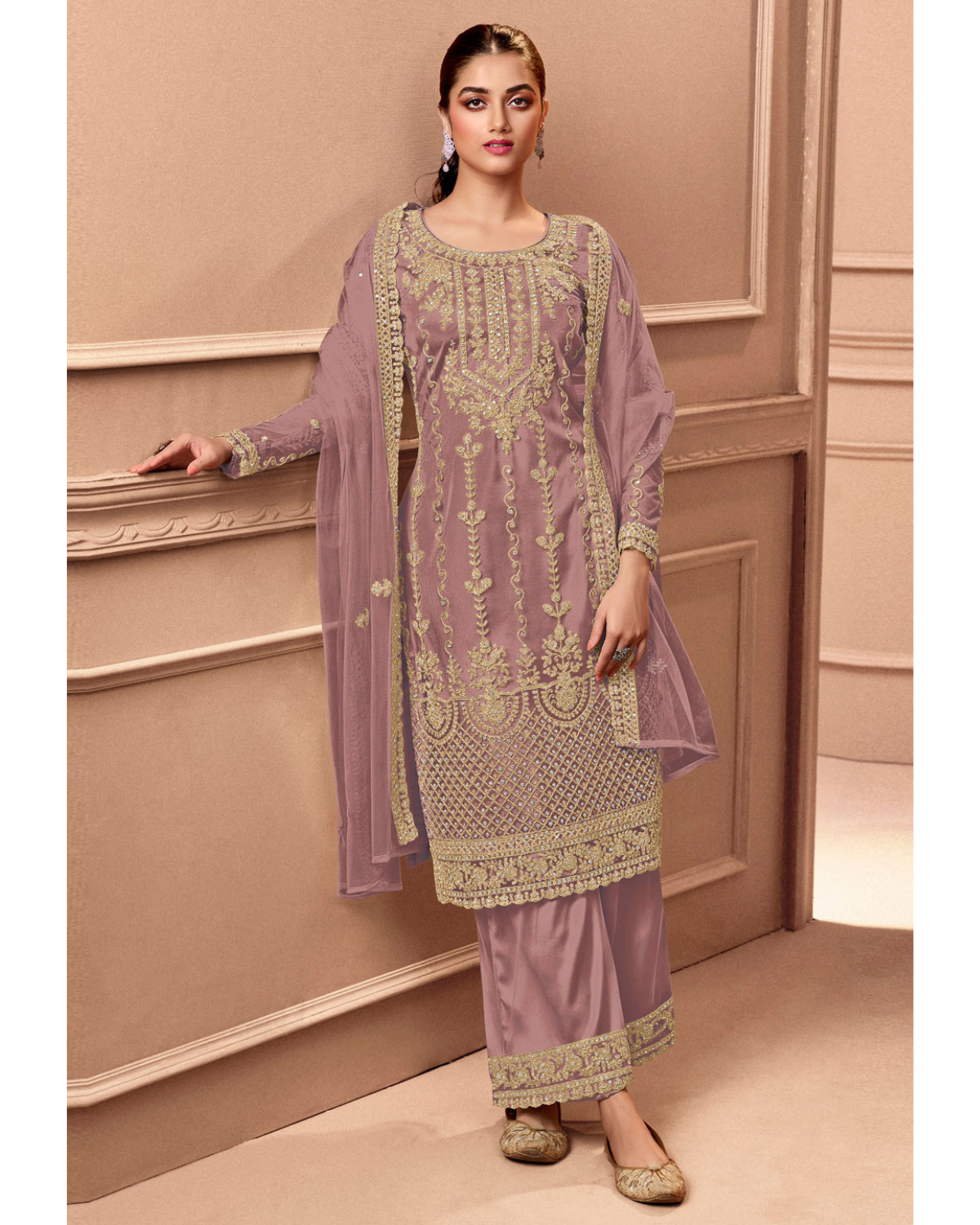 Heavy Green Fux Georgette With Sequence Embroidery Work And Stone Work Semi Stitched Material Dress